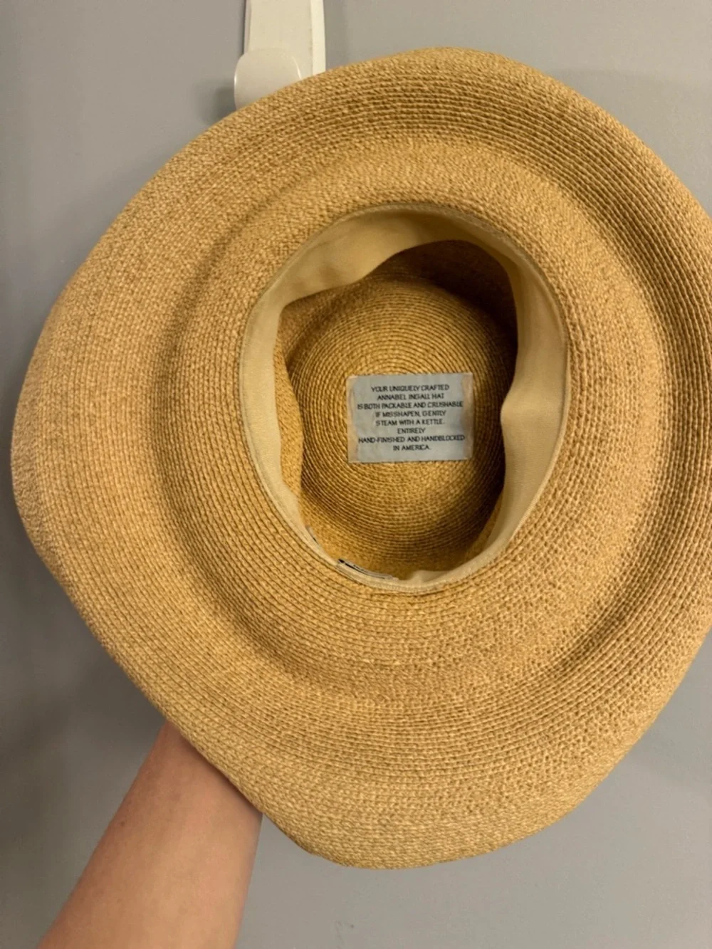 Annabel Ingall Handcrafted Straw Sun Hat Wide Brim Packable Made In USA